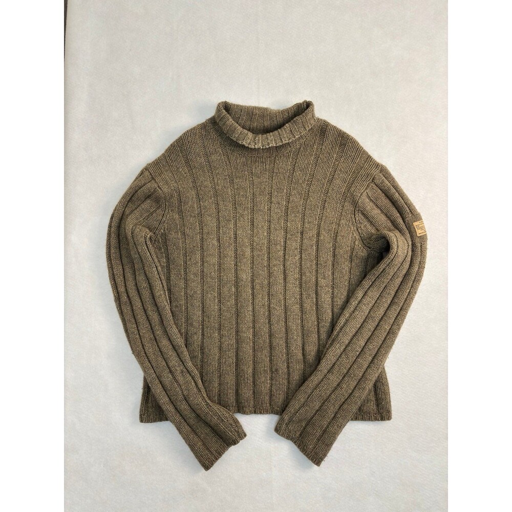 Vintage Abercrombie & Fitch Wool Ribbed Sweater Large Olive Brown Y2K Gorpcore - Picture 1 of 6